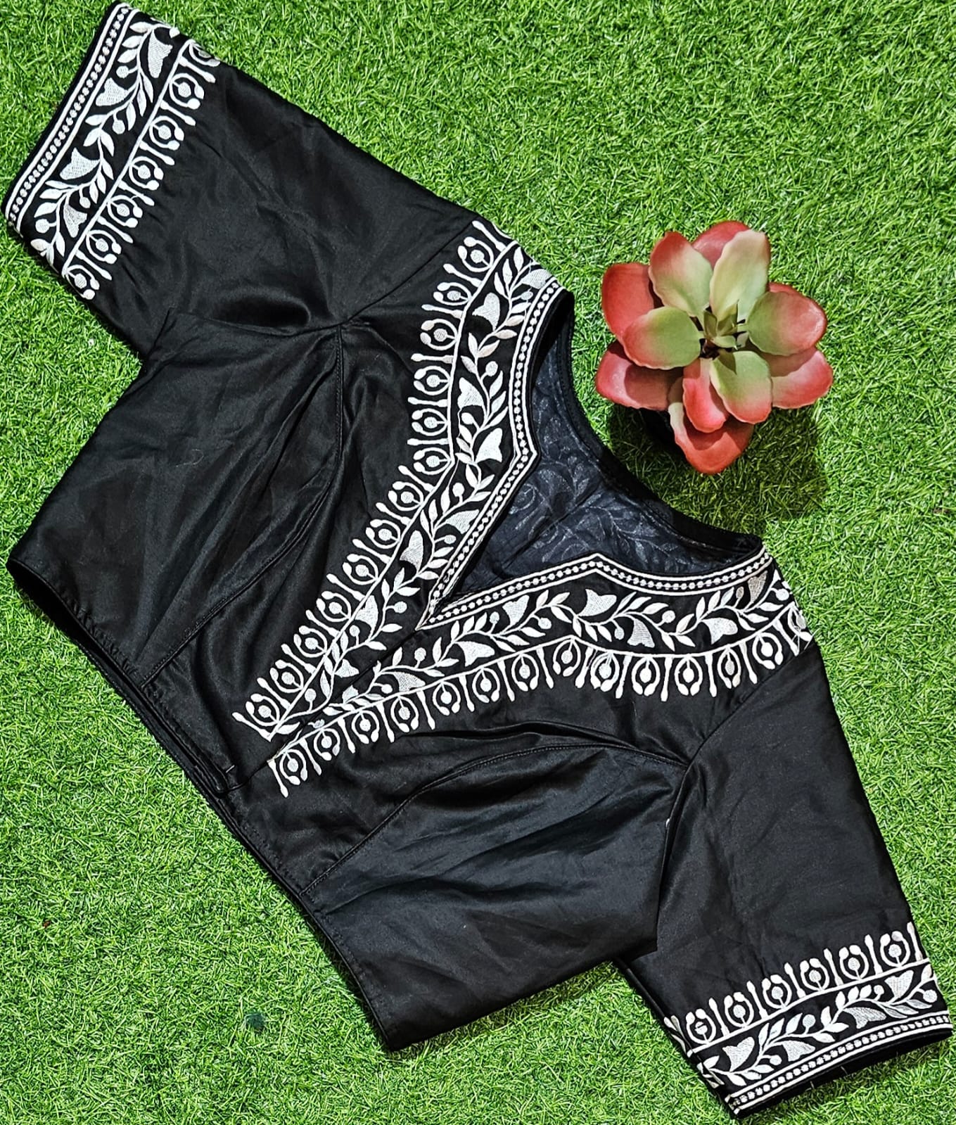 Black Cotton Silk Blouse