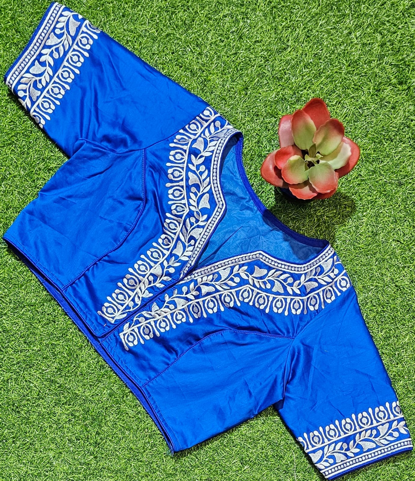 Blue Cotton Silk Blouse