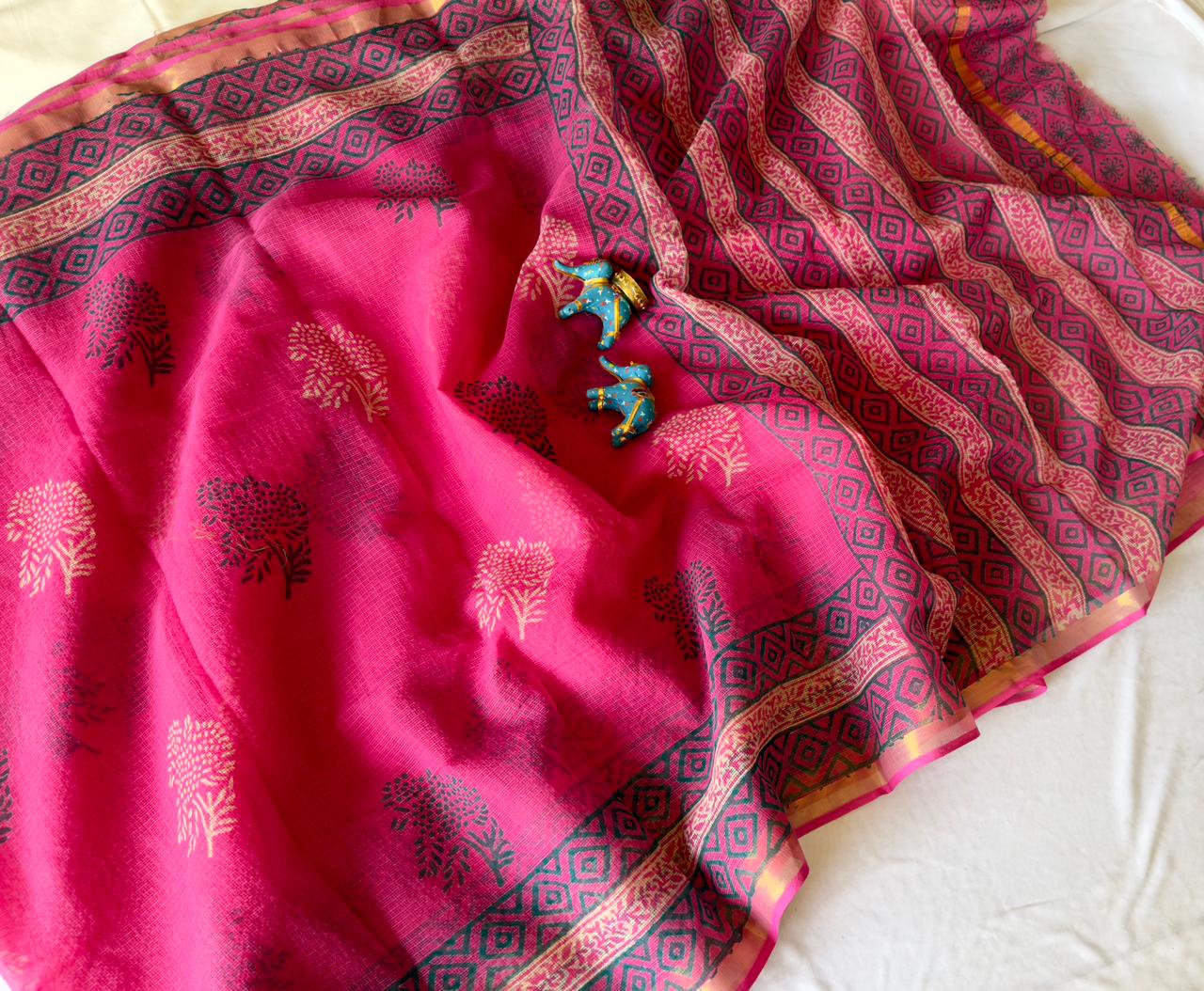 Rosalyn- Kota Cotton Saree with Hand Block Print