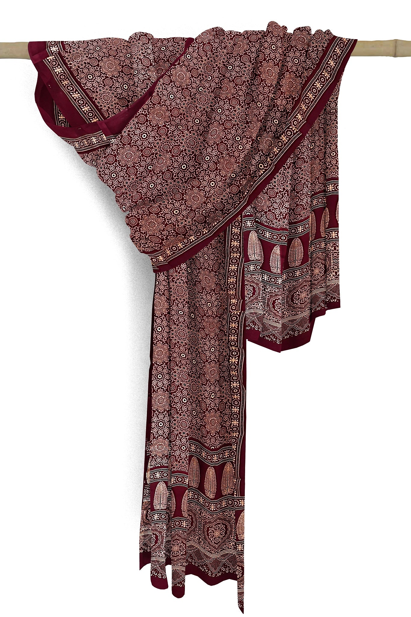 Ajrakh Dupatta - Maroon