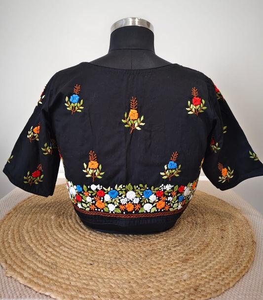 Black French Knot Blouse - Iris Evening