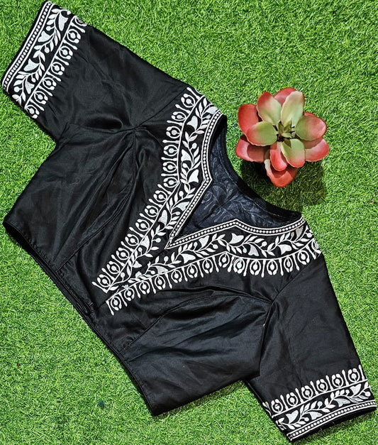 Black Cotton Silk Blouse