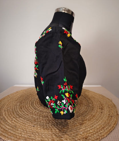 Black French Knot Blouse - Wild Flower