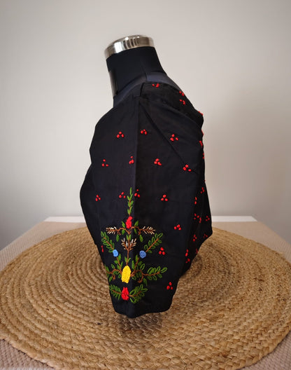 Black French Knot Blouse - Starry Night