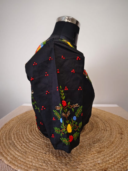 Black French Knot Blouse - Starry Night