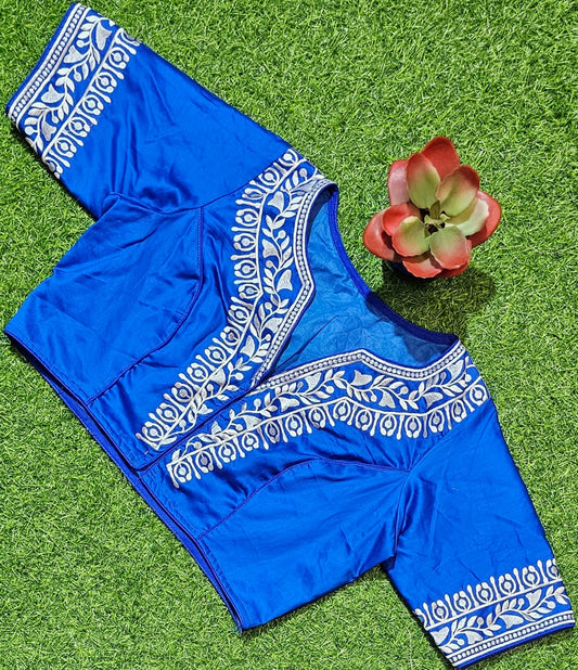 Blue Cotton Silk Blouse