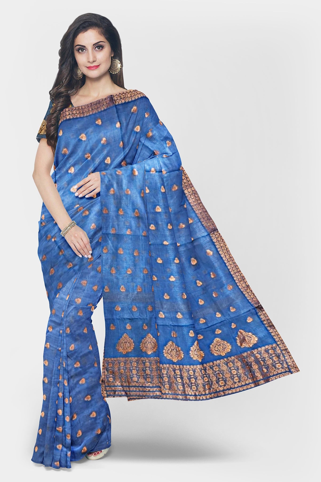 Blue Cotton Assamese Saree