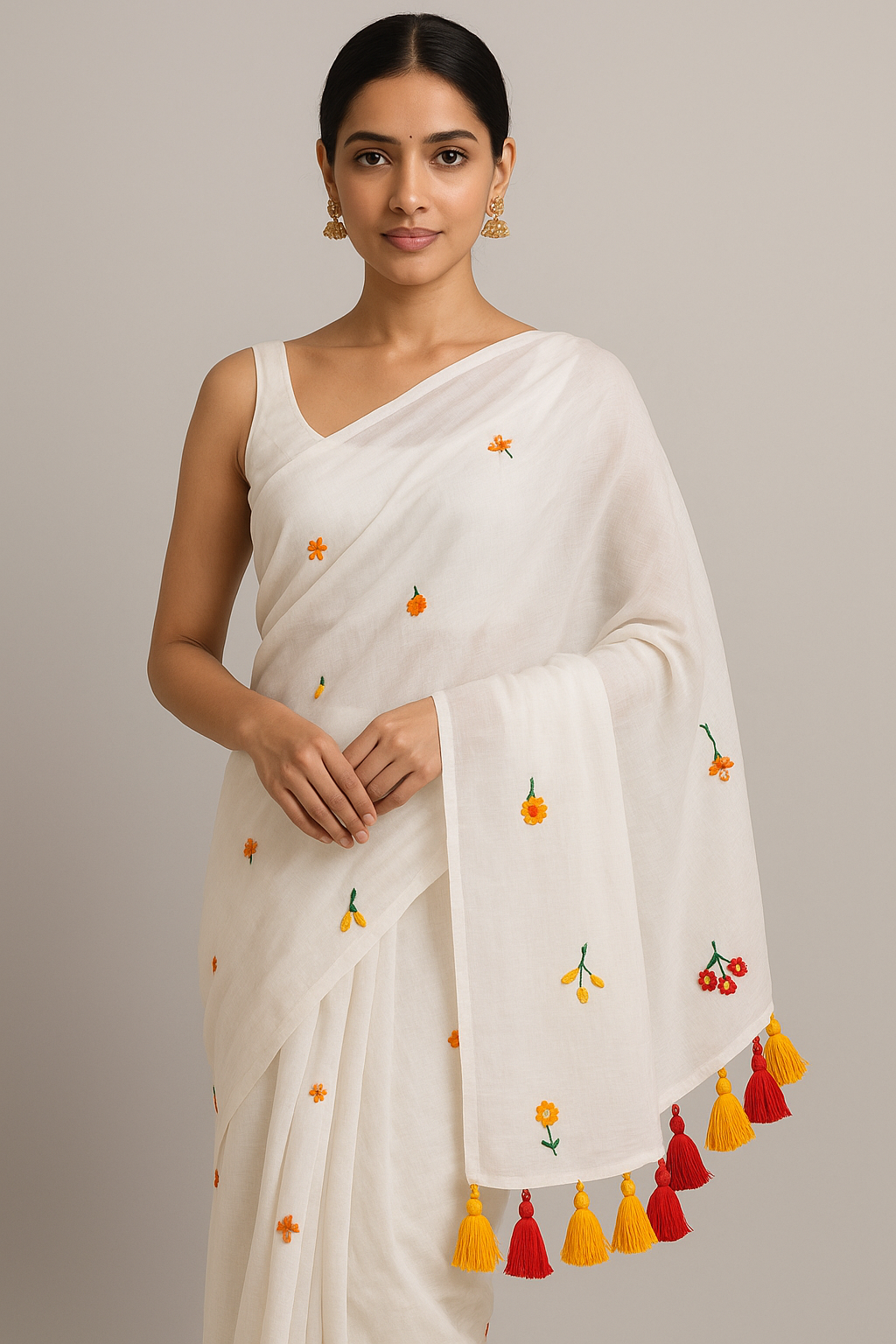 Canterbury White- Soft Mul Mul Cotton Saree