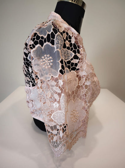 Baby Pink Organza Cutwork Blouse