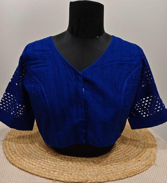 Dark Blue Blouse with  Hakoba Sleeves