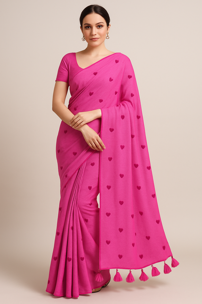 Dilruba Pink- Soft Mul Mul Cotton Saree