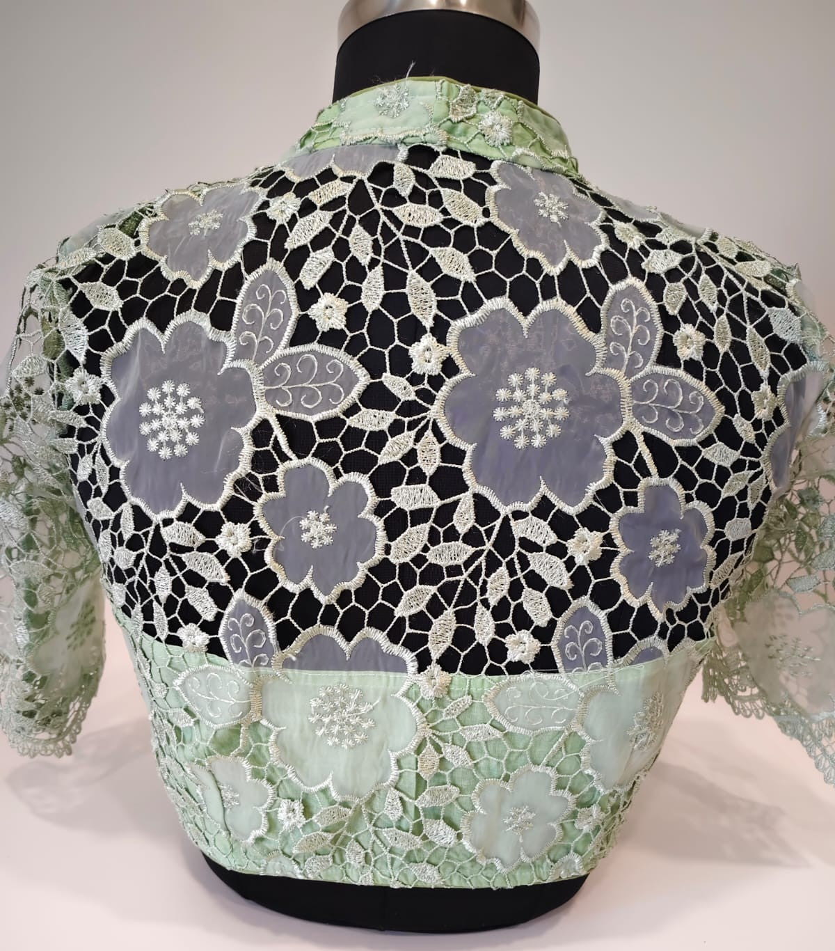 Pista Green Organza Cutwork Blouse