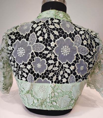 Pista Green Organza Cutwork Blouse