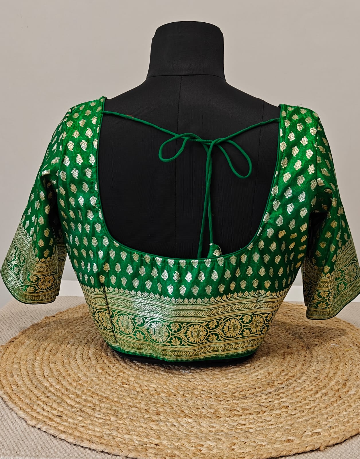 Banarasi Green Buti Katan Blouse