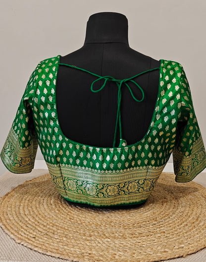 Banarasi Green Buti Katan Blouse