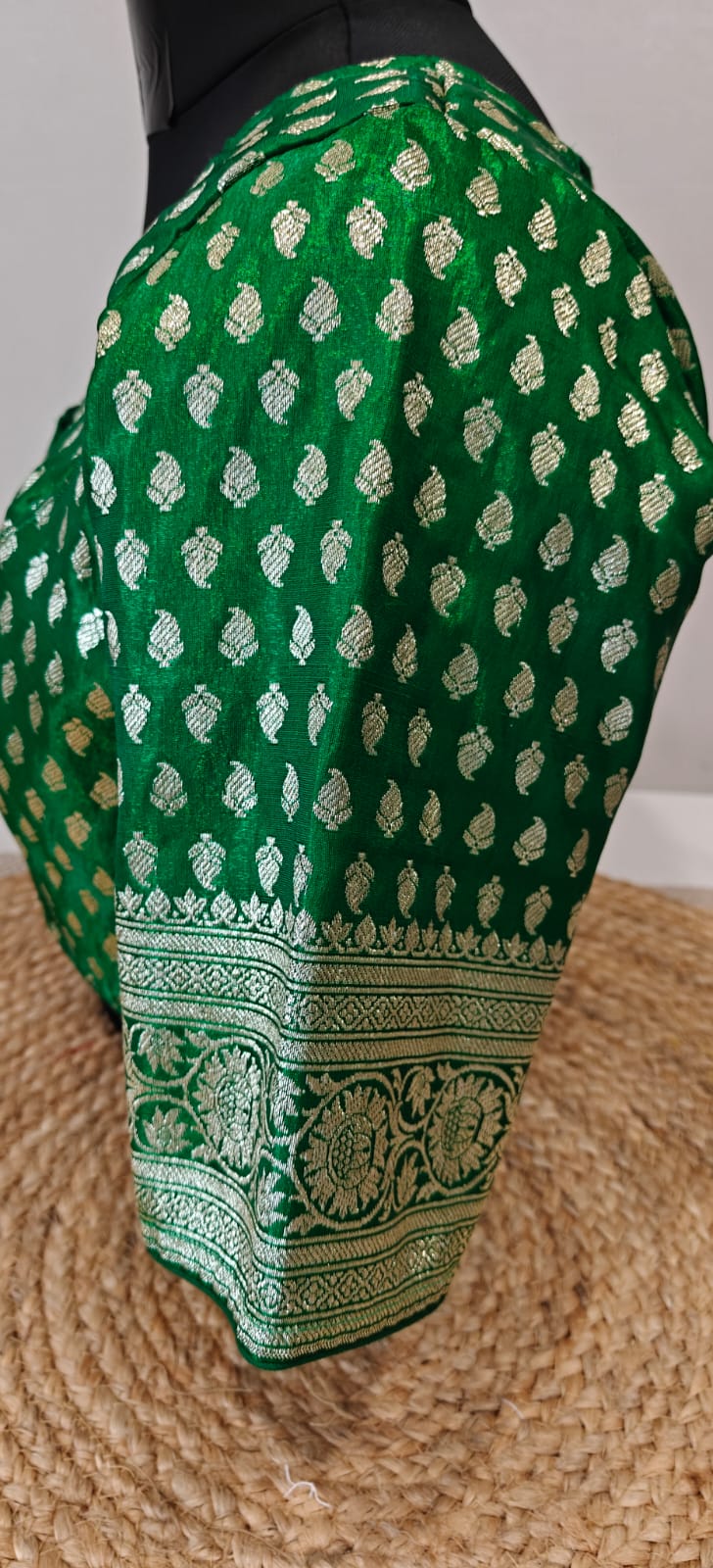Banarasi Green Buti Katan Blouse