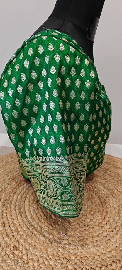 Banarasi Green Buti Katan Blouse
