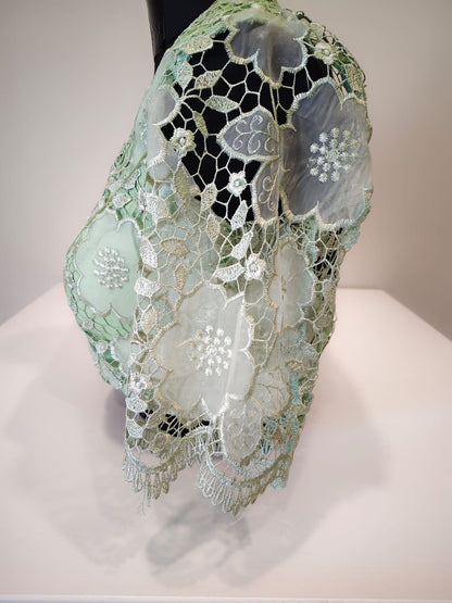 Pista Green Organza Cutwork Blouse