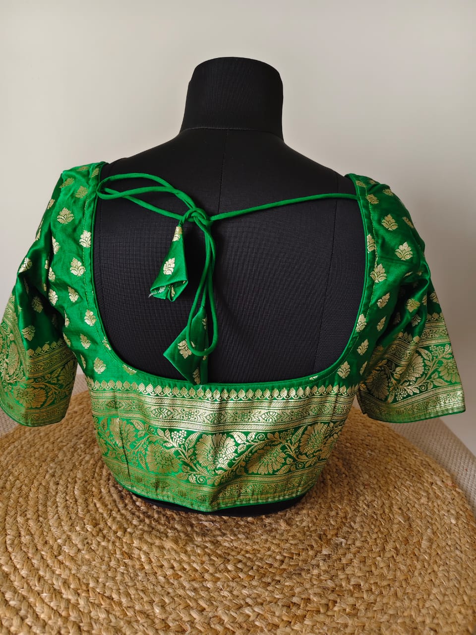 Banarasi Green Leaf Katan Blouse