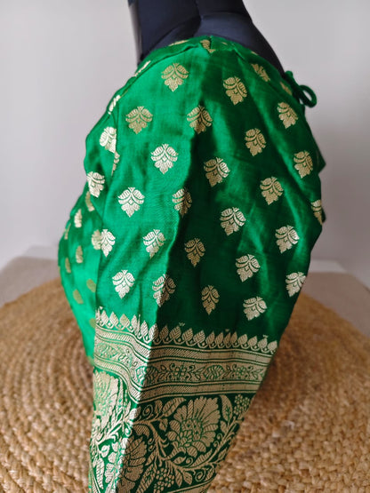 Banarasi Green Leaf Katan Blouse
