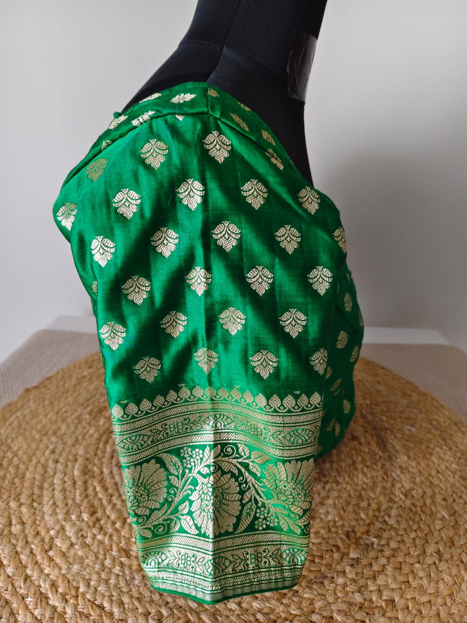 Banarasi Green Leaf Katan Blouse