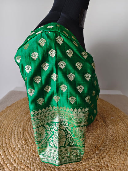 Banarasi Green Leaf Katan Blouse