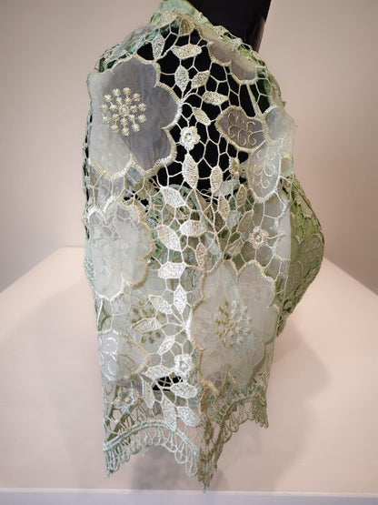 Pista Green Organza Cutwork Blouse