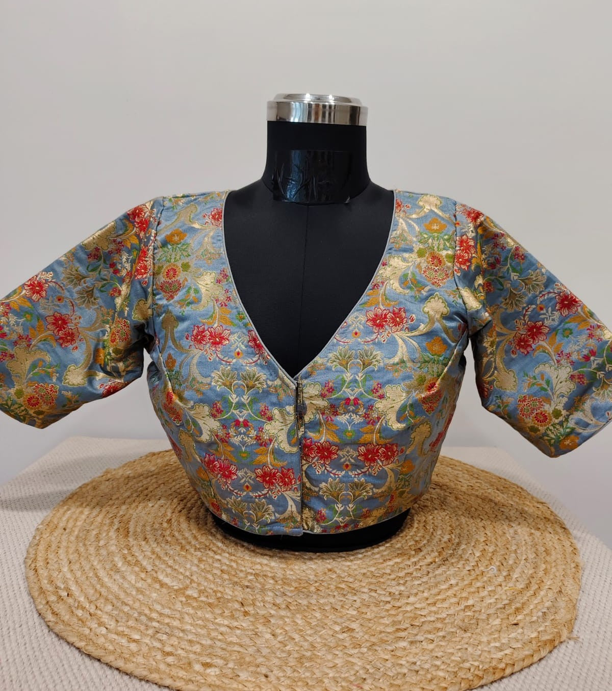 Banarasi  Grey Kinkhwab Blouse