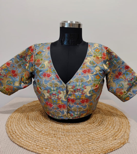 Banarasi  Grey Kinkhwab Blouse