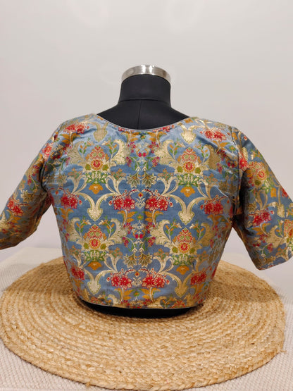 Banarasi  Grey Kinkhwab Blouse