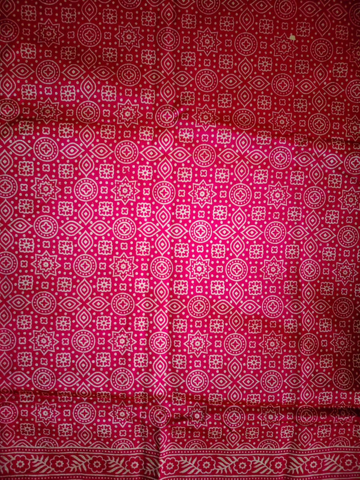 Hot Pink Ajrakh Print Modal Silk Stole for Women