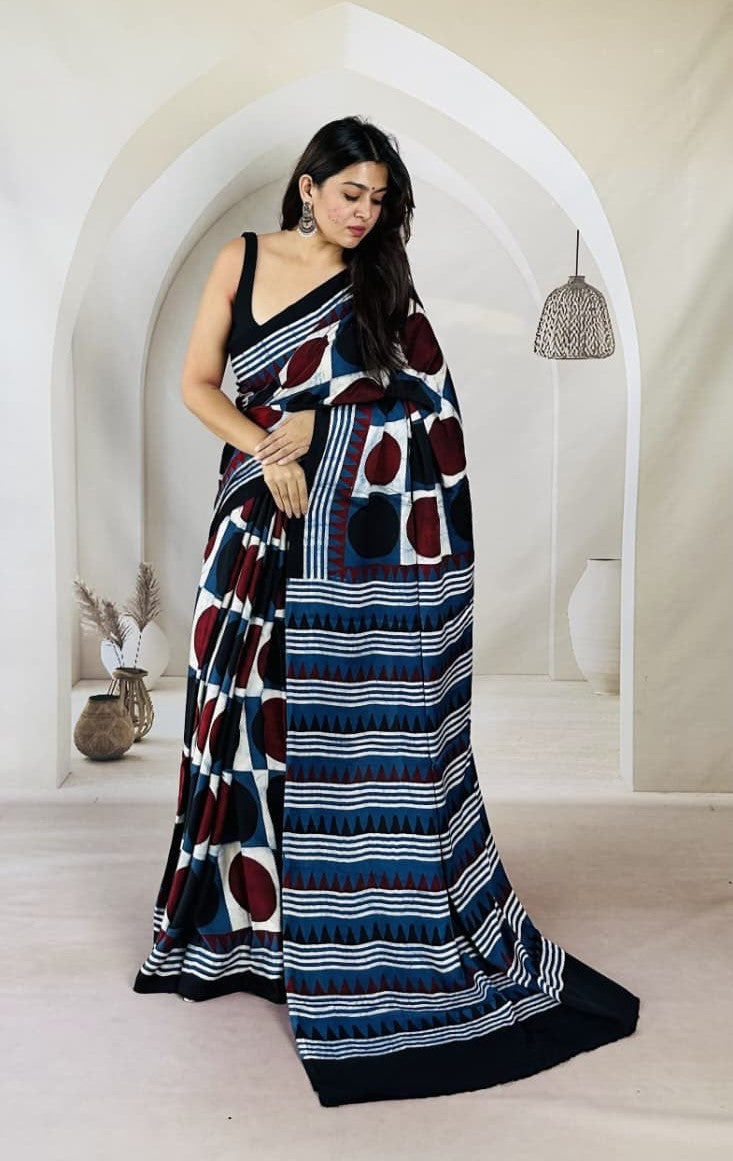 Ajrakh Saree - A drink of Water