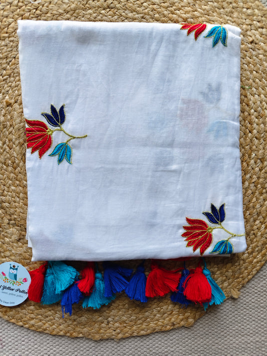 Kumudini White- Soft Mul Mul Cotton Saree