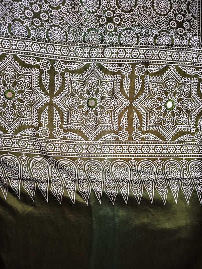 Mehndi Green Mirror Work Modal Silk Stole for Women