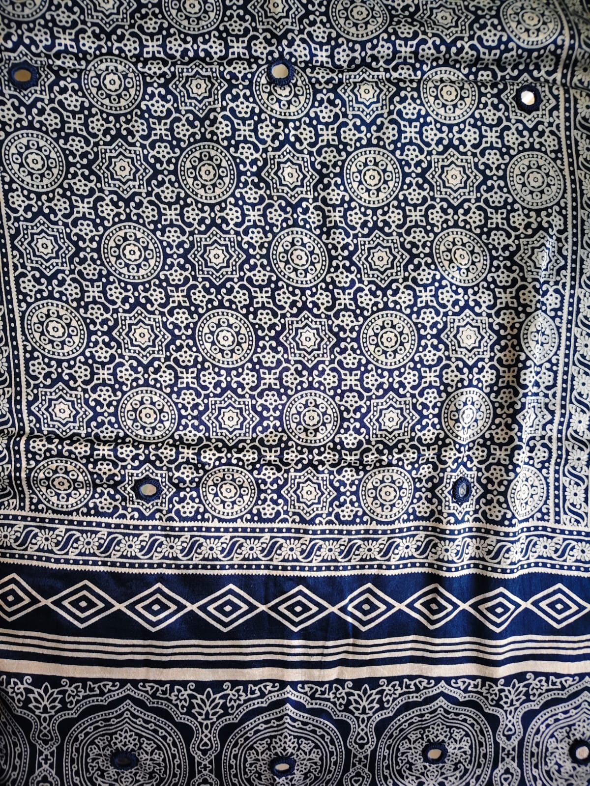 Midnight Blue Mirror Work Modal Silk Stole for Women