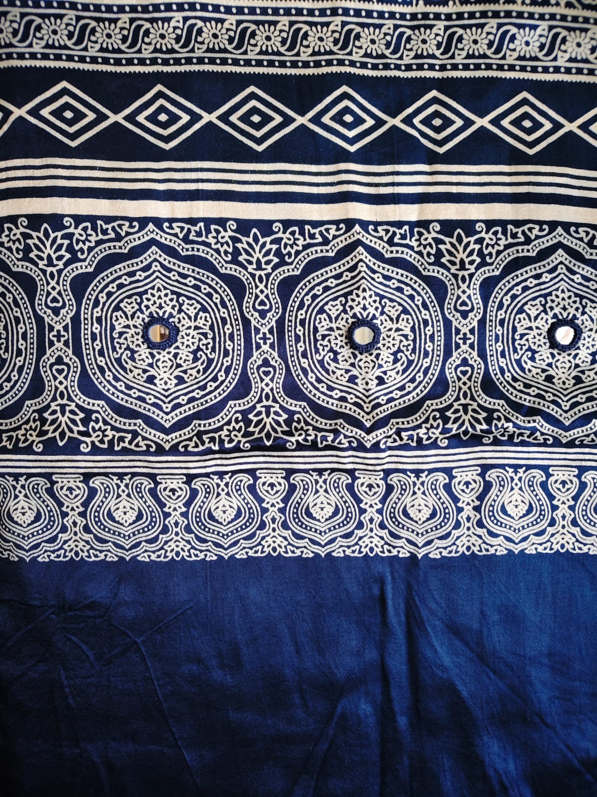 Midnight Blue Mirror Work Modal Silk Stole for Women