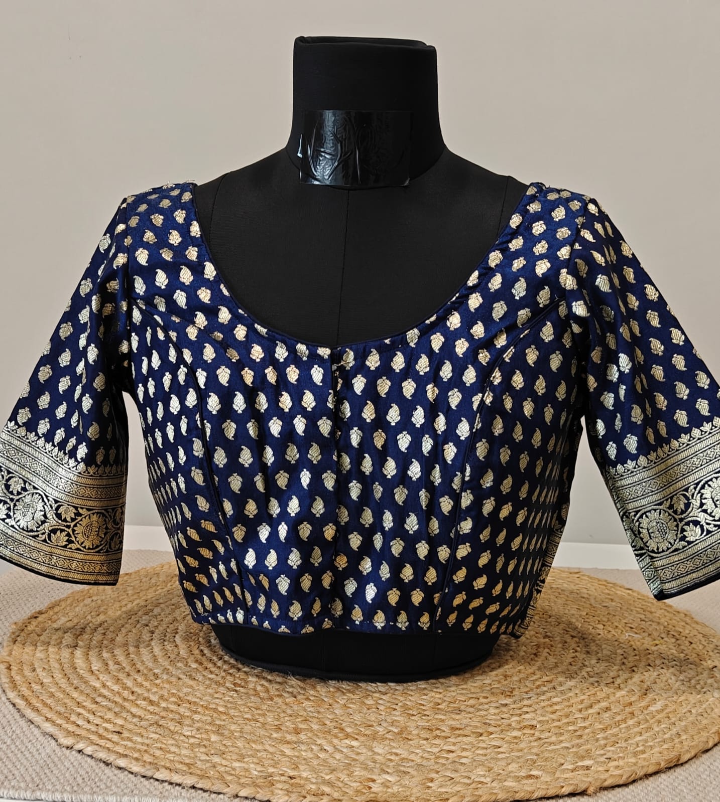 Banarasi  Navy Blue Katan Blouse