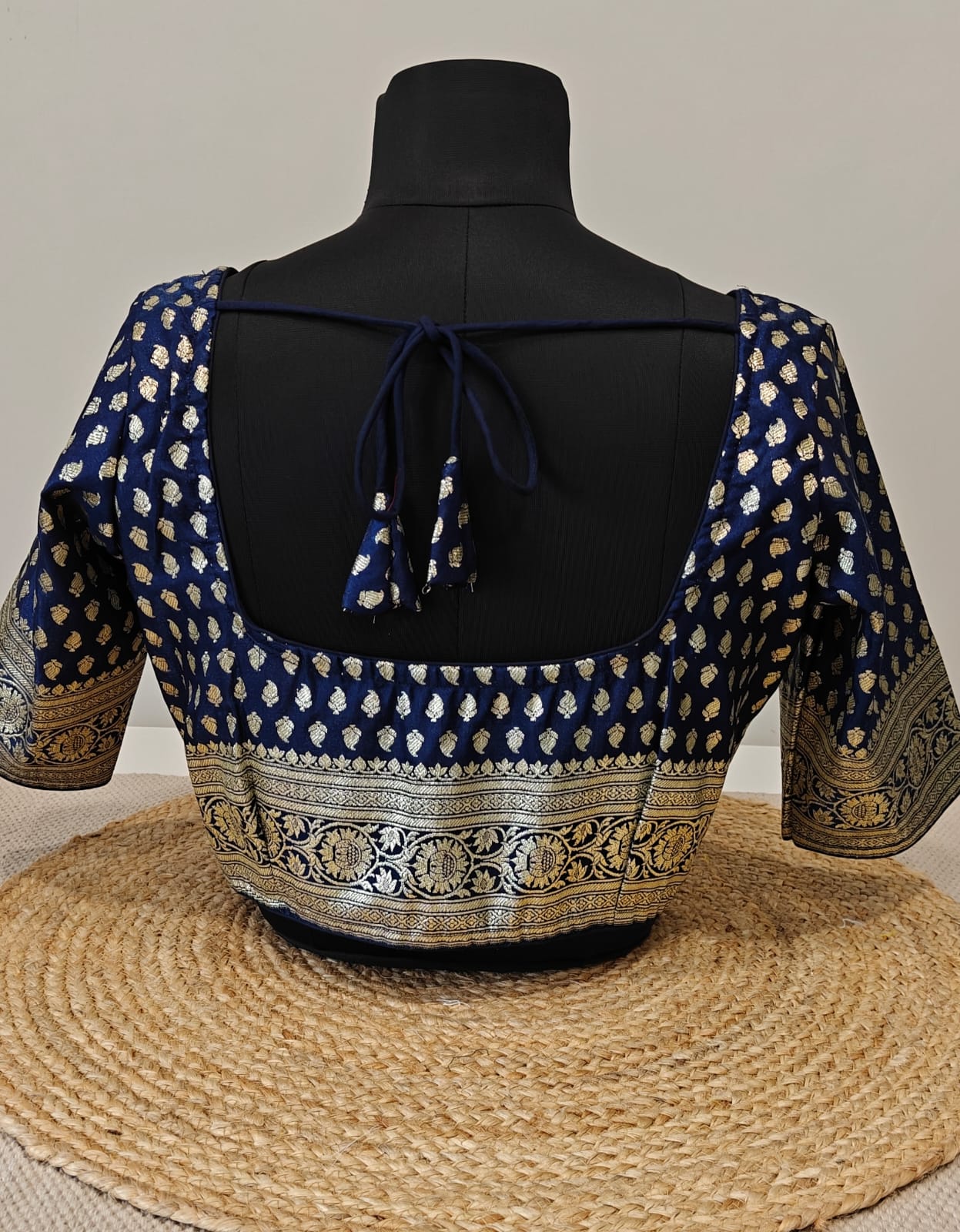 Banarasi  Navy Blue Katan Blouse