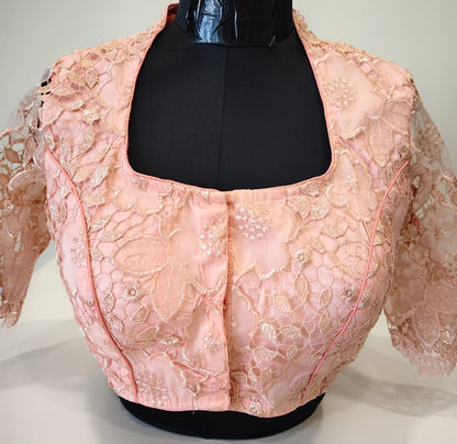 Peach Organza Cutwork Blouse