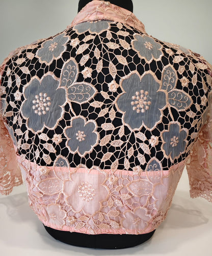 Peach Organza Cutwork Blouse