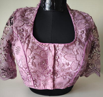 Lavender Organza Cutwork Blouse