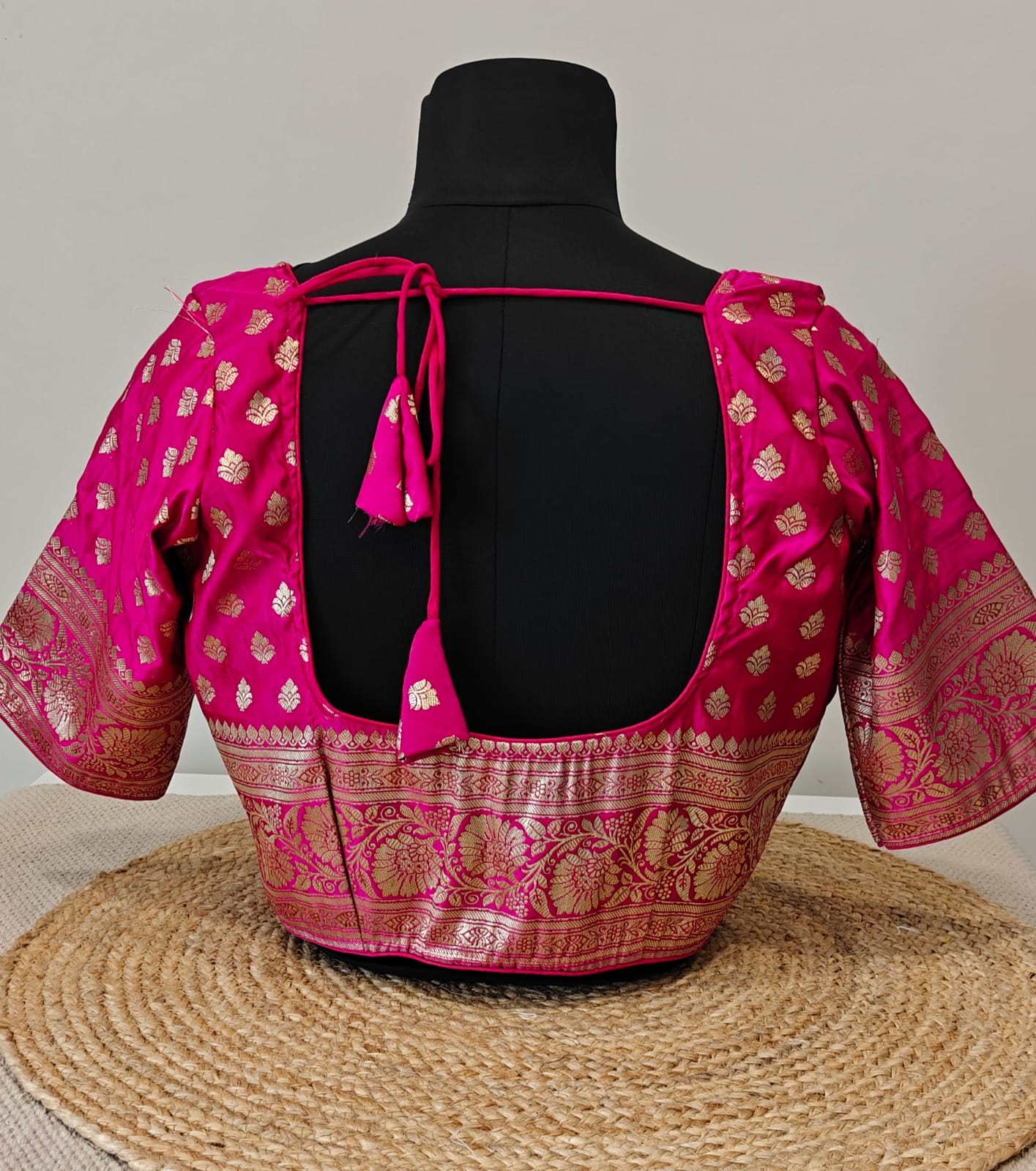 Banarasi  Pink Blue Katan Blouse