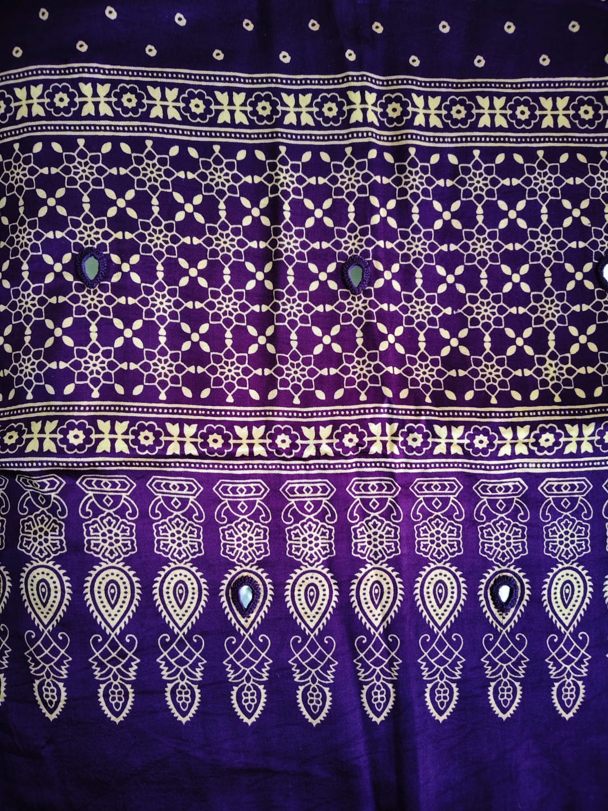 Purple Mirror Work Modal Silk Stole for Women