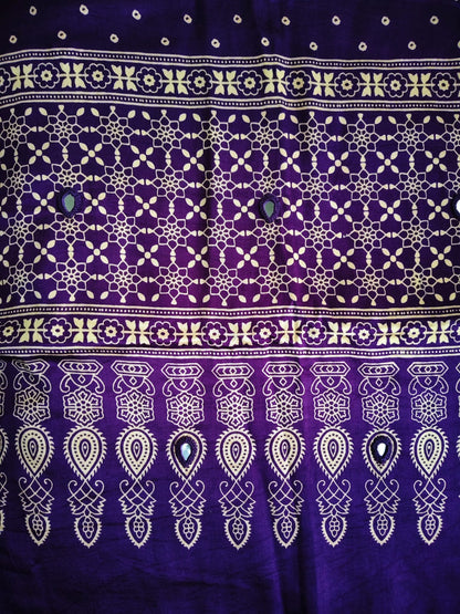 Purple Mirror Work Modal Silk Stole for Women