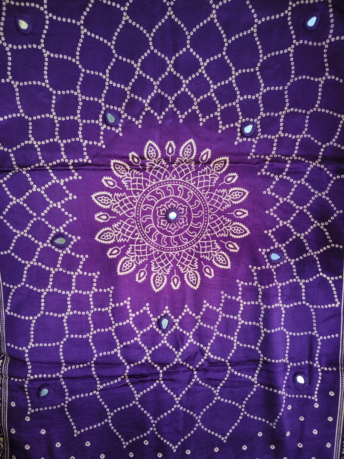 Purple Mirror Work Modal Silk Stole for Women