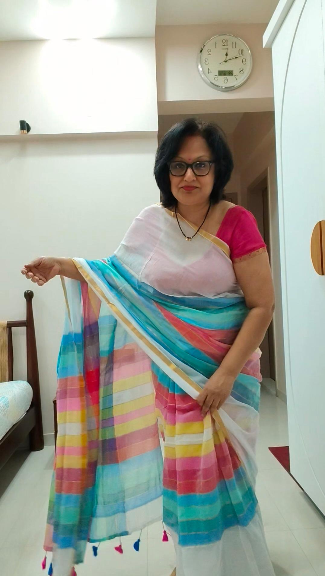 Rainbow Whisper – Handloom Mul Cotton Saree