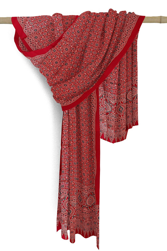 Ajrakh Dupatta - Red