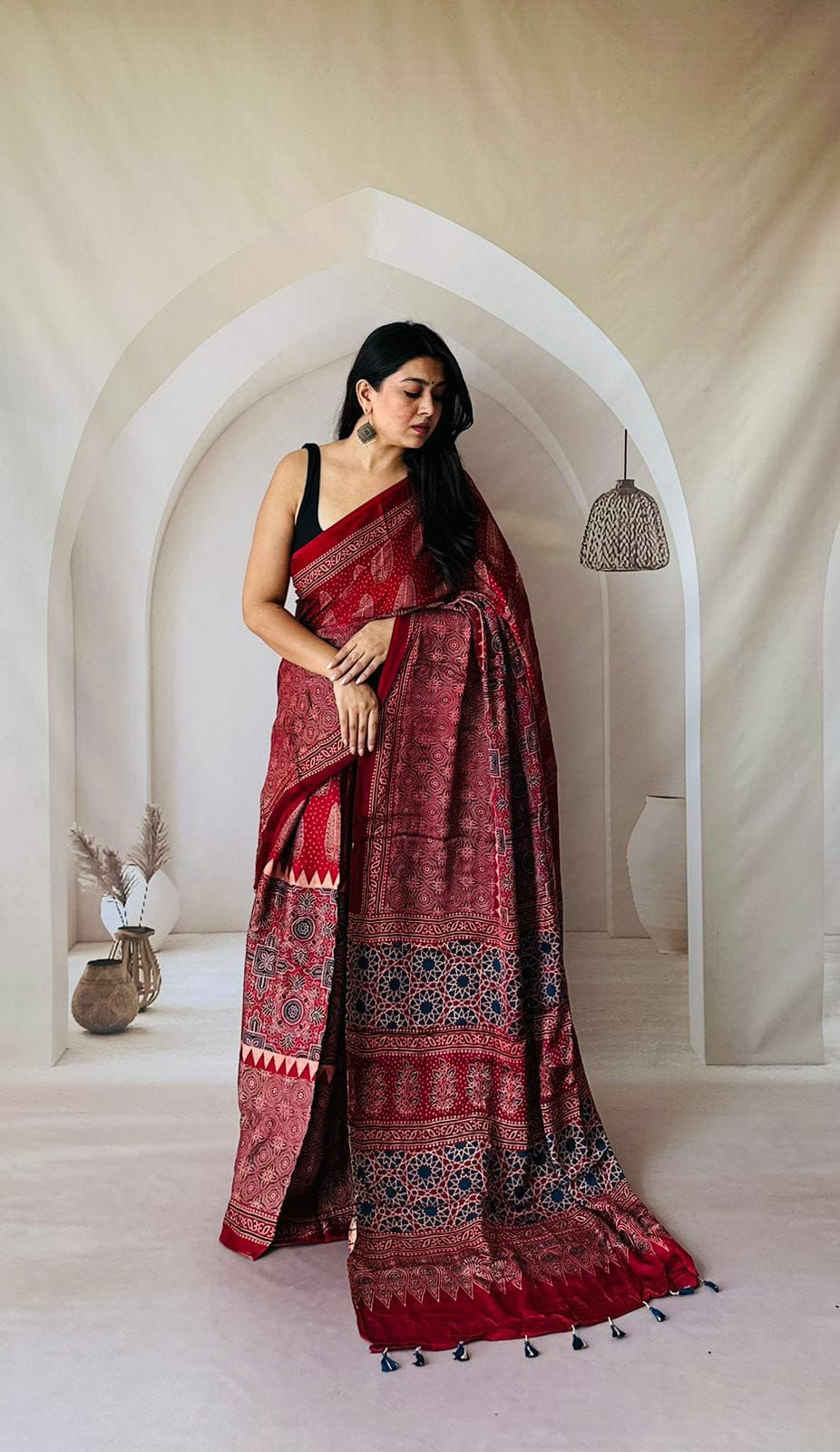 Ajrakh Saree – Very Berry