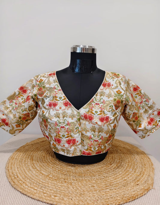 Banarasi White Kinkhwab Blouse