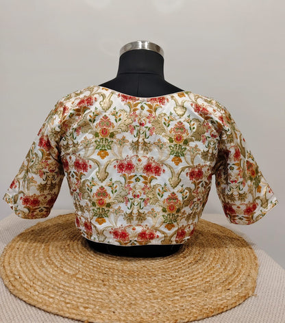 Banarasi White Kinkhwab Blouse